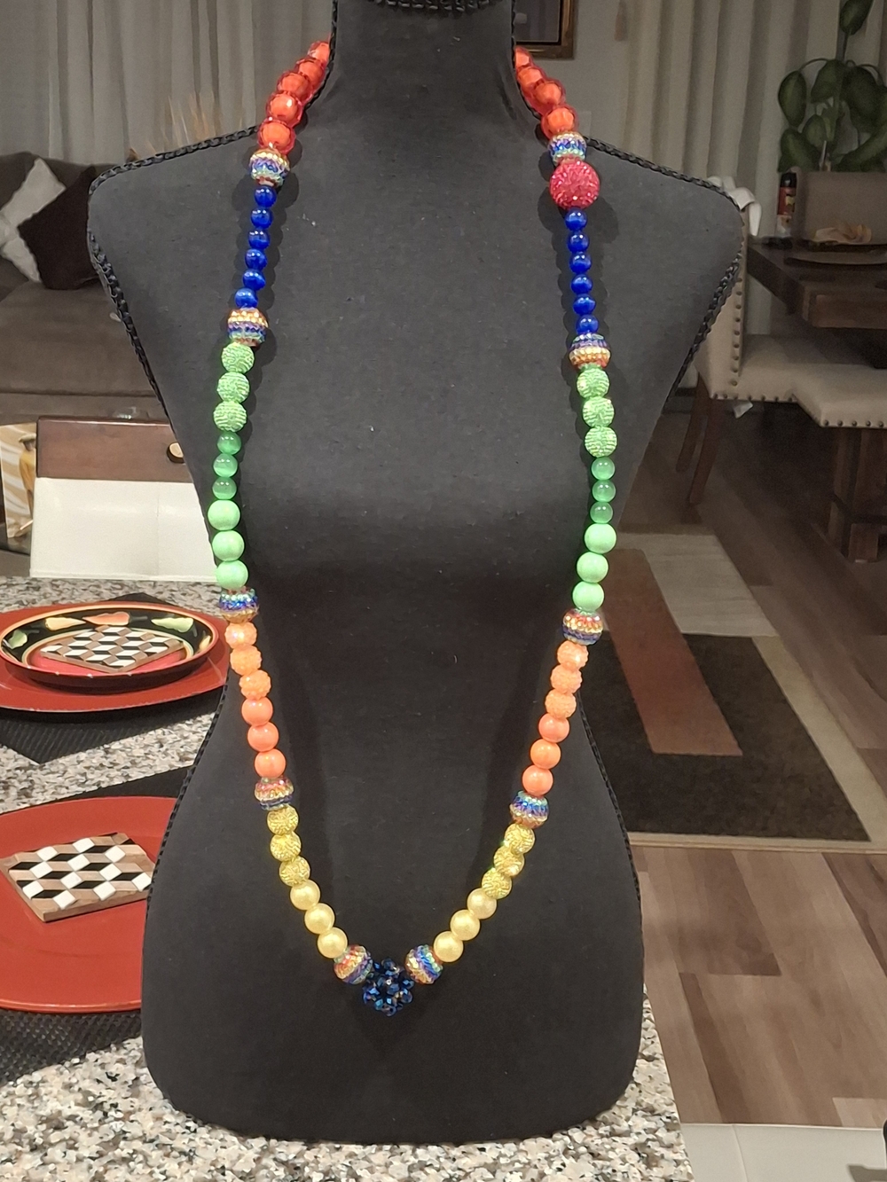 Handmade Multicolor Beaded Statement Necklace - Vibrant Festival Style